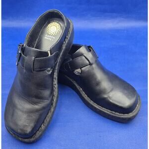 Earth Shoe Hickory Black Leather Clogs Women Size 8 Comfort Shoes